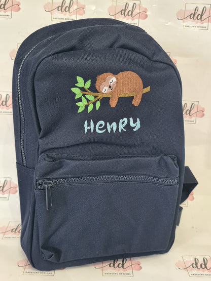 Sloth embroidered backpack