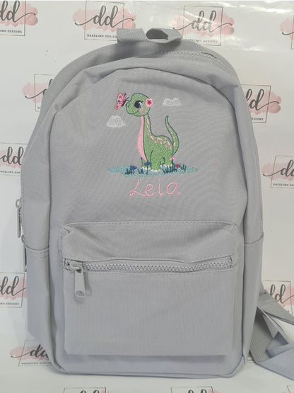 Girls dinosaur embroidered backpack