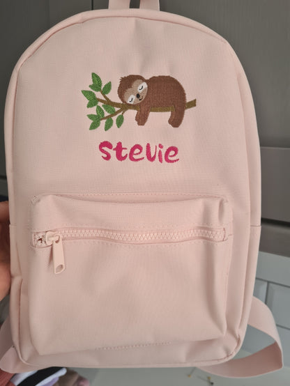 Sloth embroidered backpack