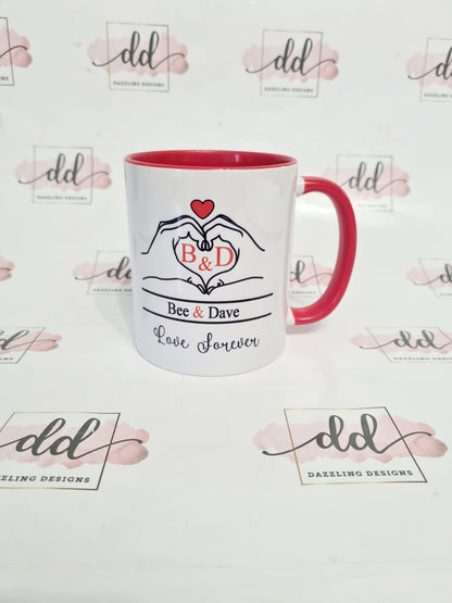 Couple hand heart mug