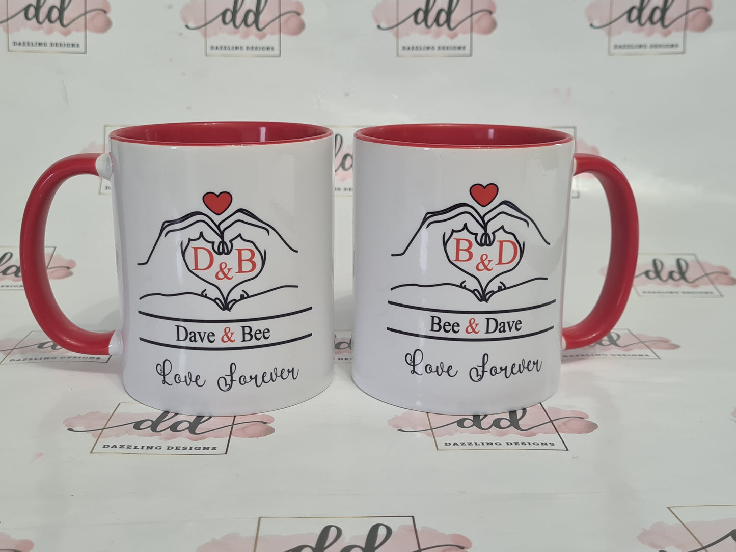 Couple hand heart mug