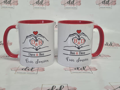 Couple hand heart mug