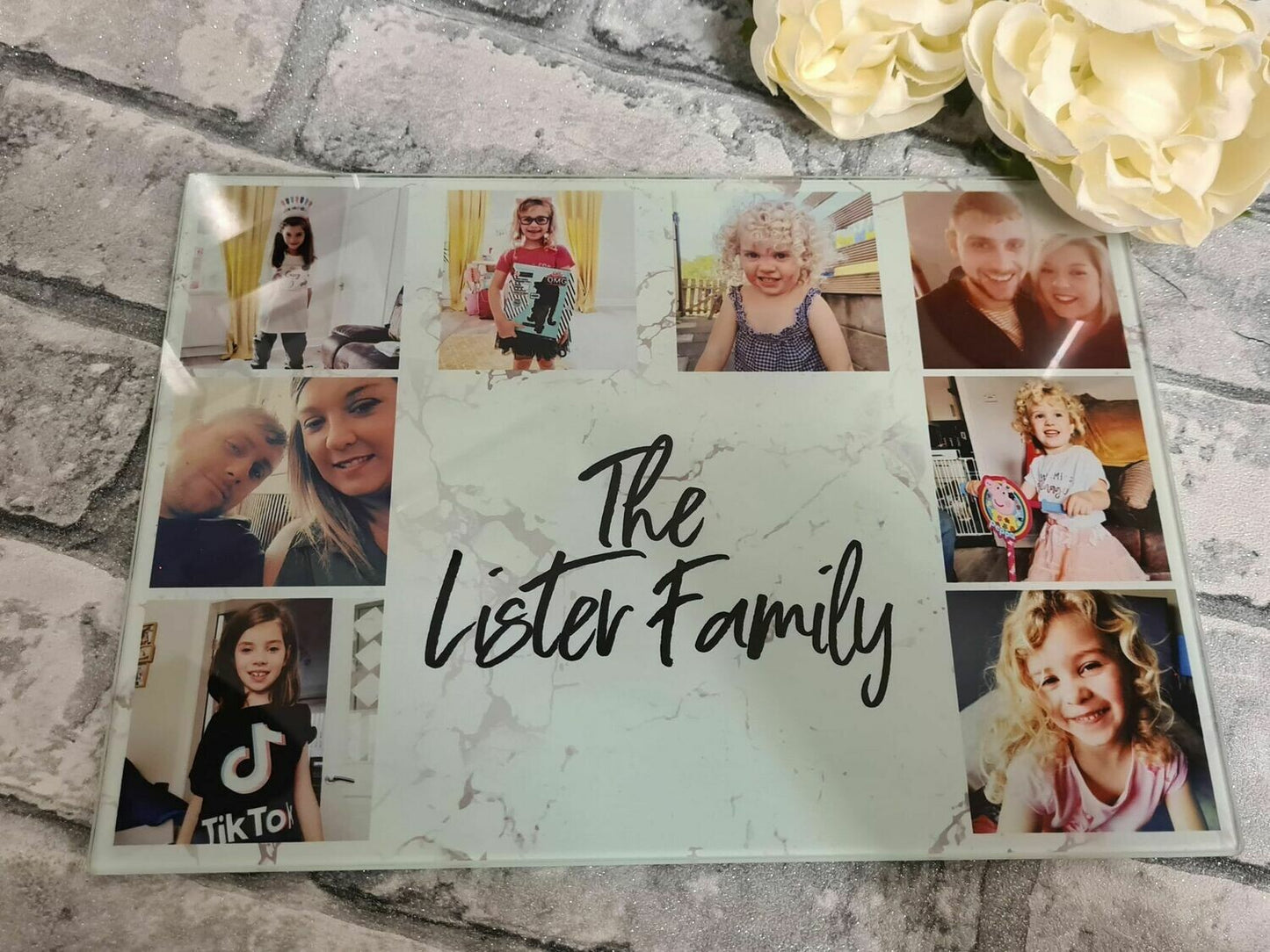 Personalised glass photo chopping board