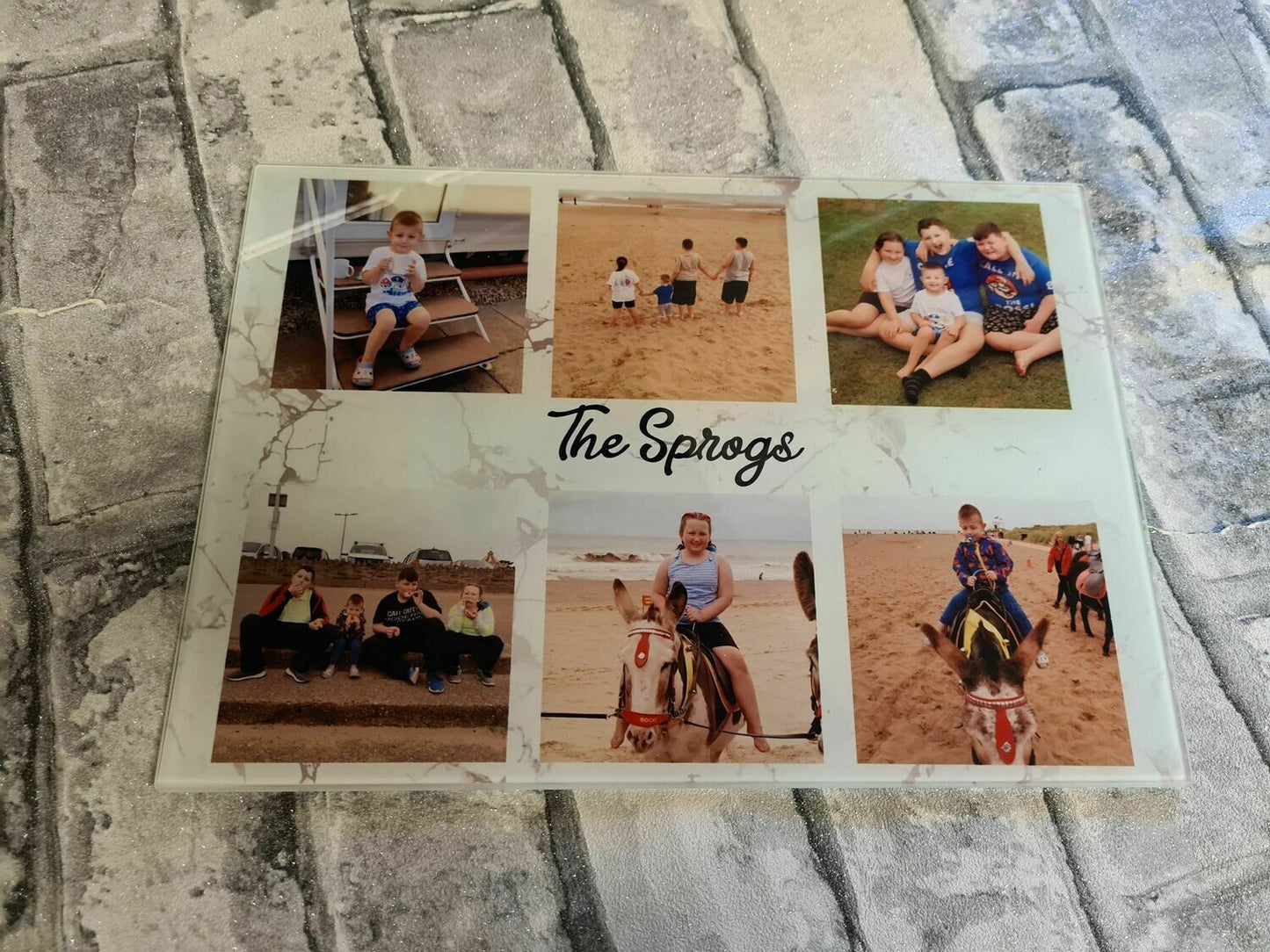 Personalised glass photo chopping board