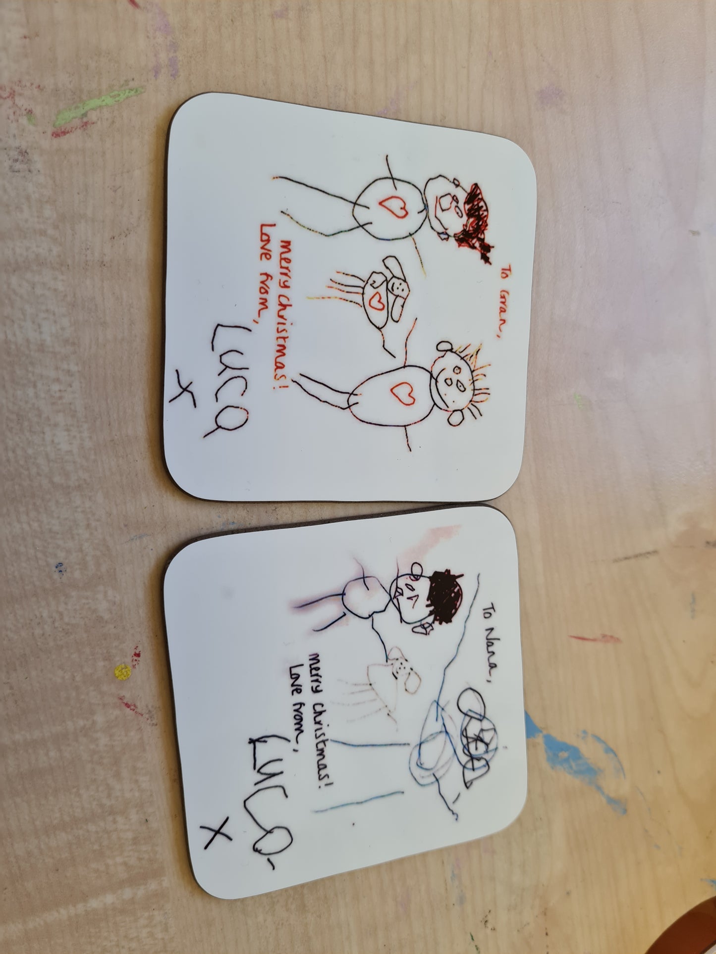 Childrens drawing coasters