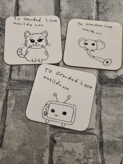 Childrens drawing coasters