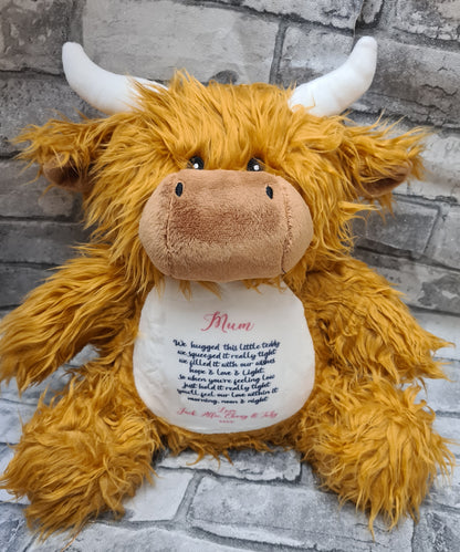 Highland cow personalised teddy