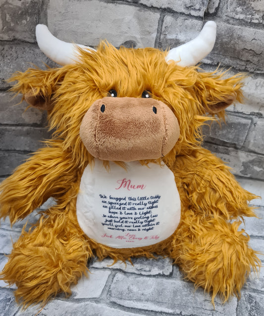 Highland cow personalised teddy