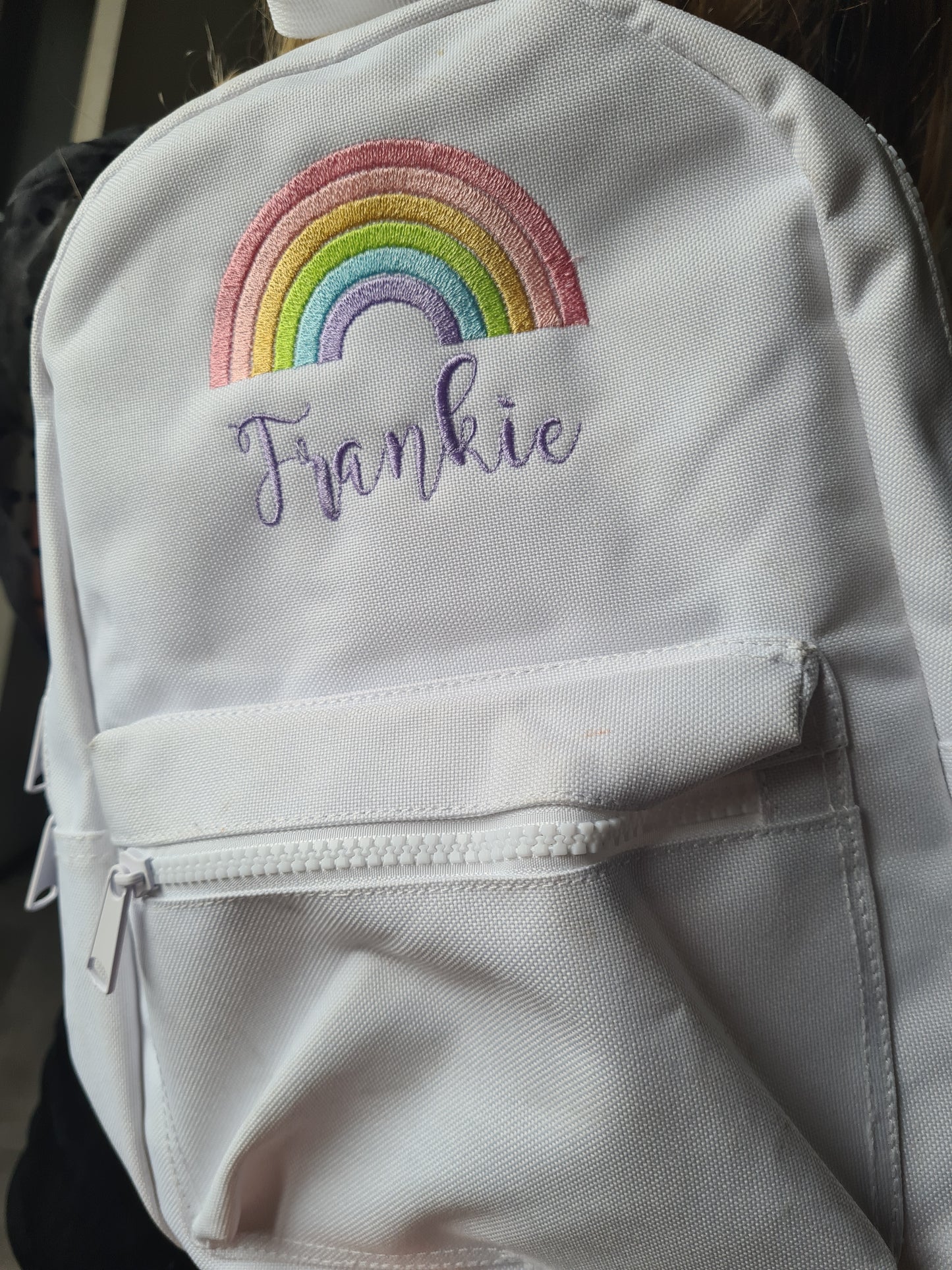 Pastel Rainbow embroidered backpack