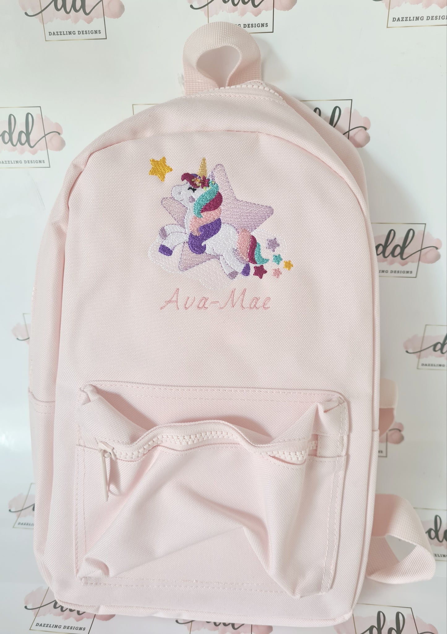 Star unicorn embroidered backpack