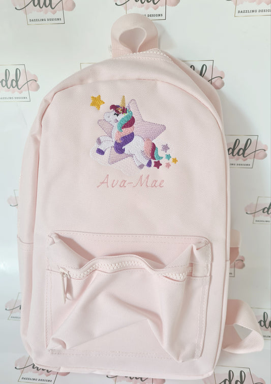 Star unicorn embroidered backpack