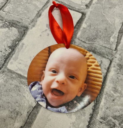 Babys first photo bauble