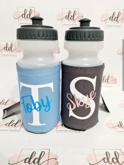 Water bottle with personalised sleeve