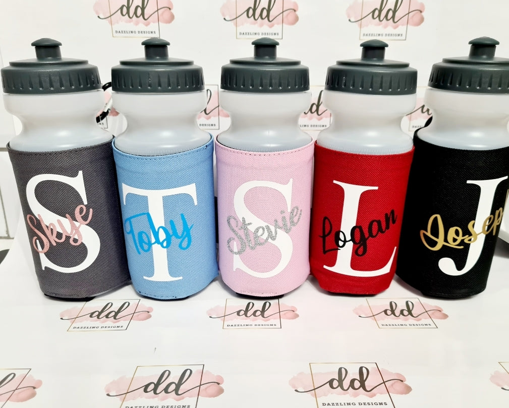 Water bottle with personalised sleeve