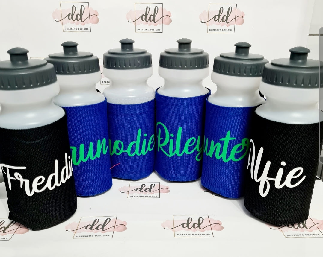 Water bottle with personalised sleeve