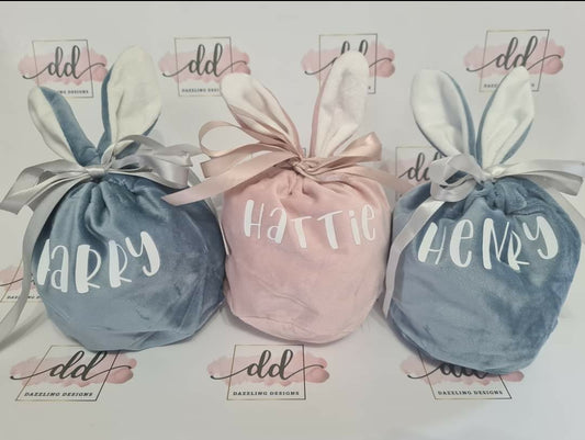 Velvet Easter bunny pouches/bags