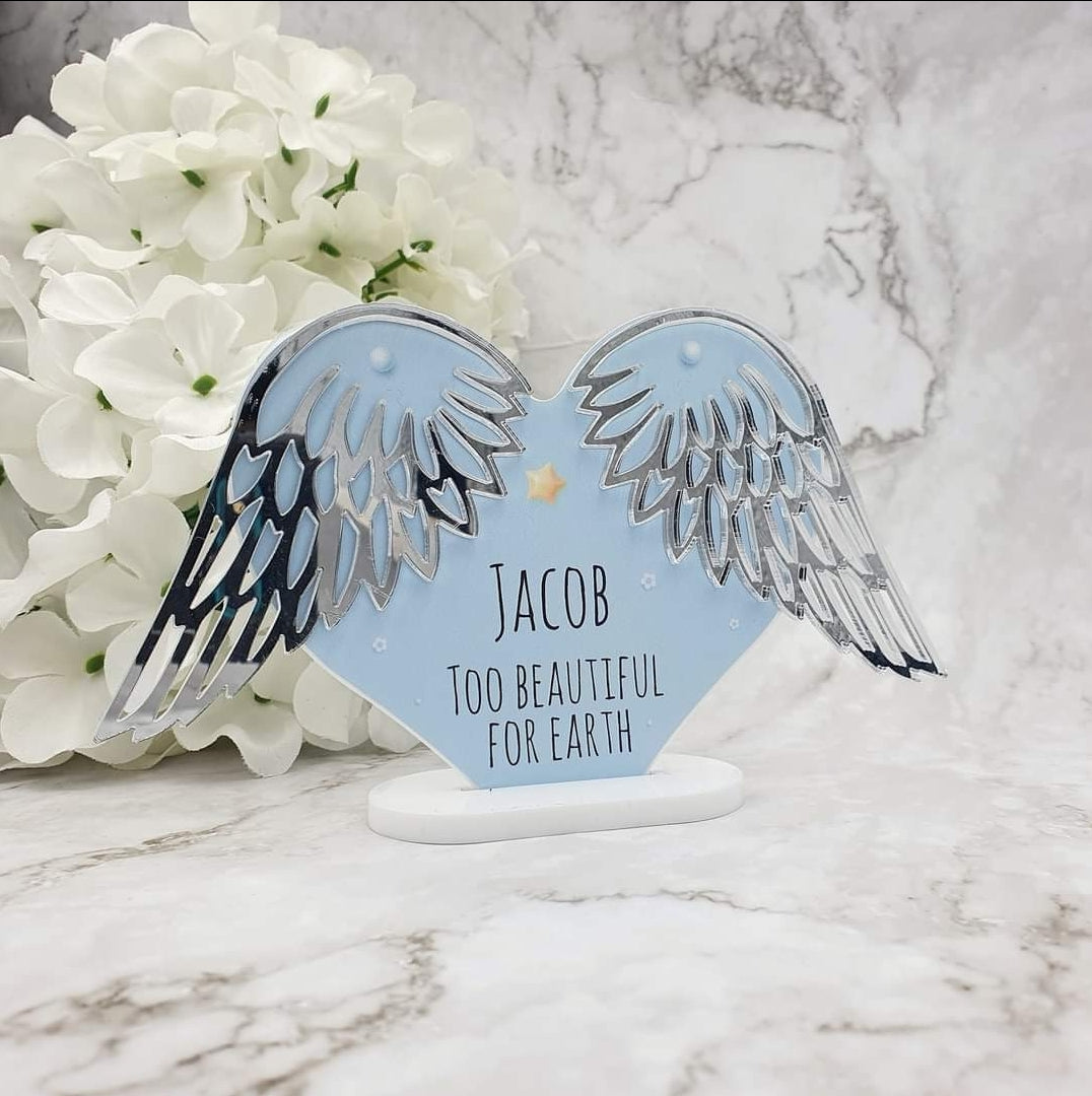 Baby memorial heart with wings