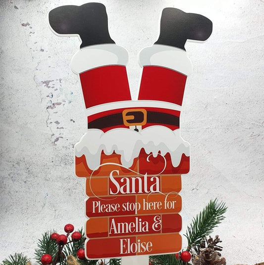 Santa stop here sign